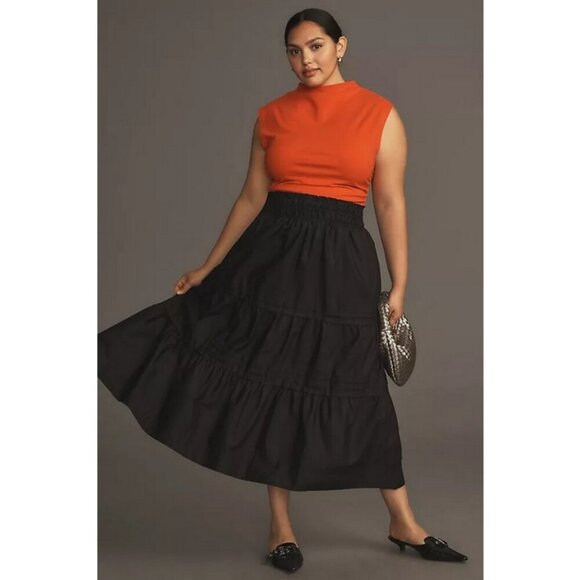 💕ANTHROPOLOGIE💕 The Somerset Maxi Skirt ~ Black 3X Plus NWT - Picture 1 of 16